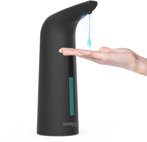 Summon The Elve Seifenspender Automatisch Kunststoff,400ml,4 Dosierstufen | Schwarz Berührungsloser Batteriebetriebener Elektrischer mit Sensor, No Touch Soap Dispenser für Bad,Küche,Flüssigse