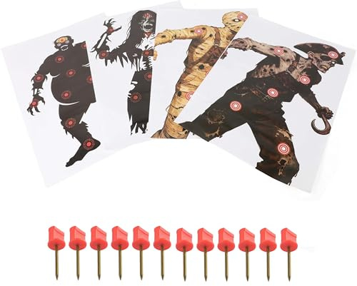 Poearcus Taktische Schießscheiben – 20er-Pack mit 10 Reißzwecken | 45 x 40 cm, Designs: Zombie, Pirat, Mumie und Viktorianisch | Schwerer Karton für Bogenschießübungen