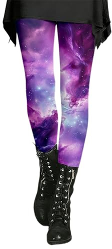 Galaxy Leggings dam, färgglada leggings, stretch, galaxkostym, universum, hög midja, yogabyxor, Render långa sportleggings, karnevaldräkter, festival outfit, karnevaldräkter, kvinnor, Himmelsblå, XXL