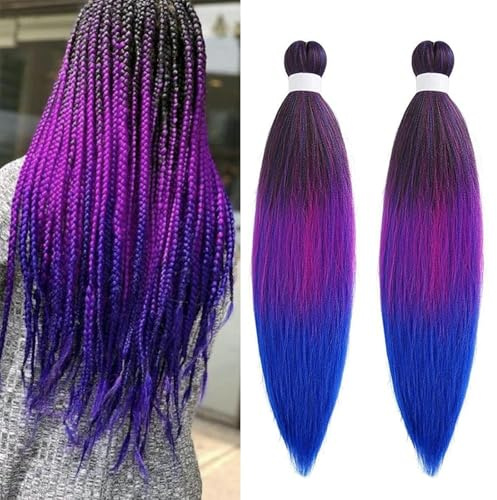 OPVYAEU 26 Zoll Lila-Gradient Perücke Kpop Cosplay Inspiriert von rumi Haarteil Zöpfe Kunsthaar Braids Extensions Roleplay Kostüm Party Haare（2 Pcs）