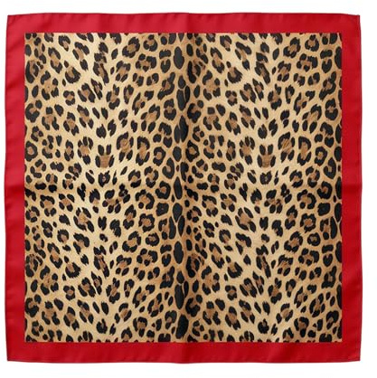 LuminaVerde Seidig Weiche Seidenoptik, Halstuch Damen Seidentuch Kopftuch Bandana, Leopard Print Elegant Modern, 70x70 cm Quadratisch, Hochwertiger Saum Ideales Accessoire Geschenk（Rot）