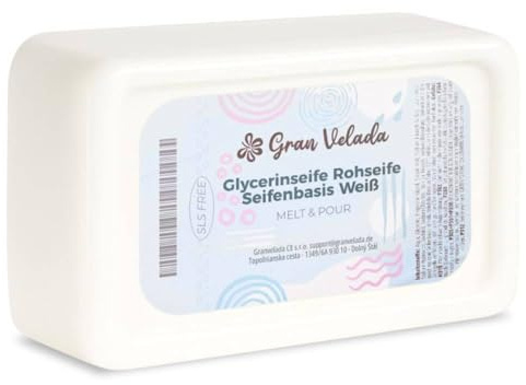 Gran Velada - Seifenbasis Weiß 1 Kg SLS frei | Rohseife zum Seifengießen | Seifenbasis zur Seifenherstellung | Seife selber machen | glycerin seifenbasis | soap base |Glycerinseife | DIY Seife