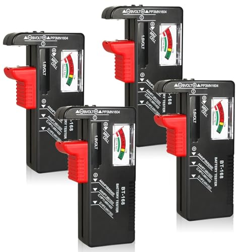 VTECHOLOGY 4Pcs Battery Tester for AA AAA C D 9V 1.5V Household Batteries