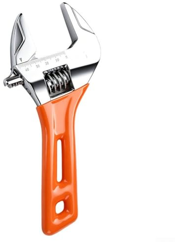 UrbanHui Verstellbarer Schraubenschlüssel mit kurzem Griff, 15,2 cm, legierter Stahl, große Öffnung für Rohrverschraubungen, Wasserhähne, Orange (20,3 cm)