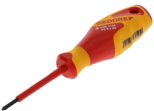 GEDORE Tournevis VDE cruciforme PZ0, Tournevis isolé 1 000 V, Longueur 145 mm, Outil, VDE 2160 PZ 0, Acier