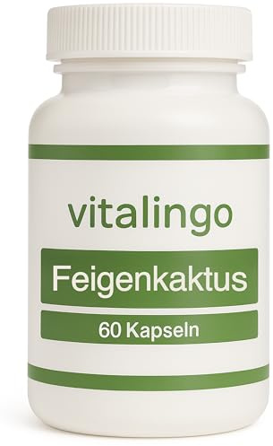 Feigenkaktus Opuntia - 60 Kapseln à 643mg - 500mg Feigenkaktus-Pulver, Vitamin C, B1, B2, B6, B9, B12