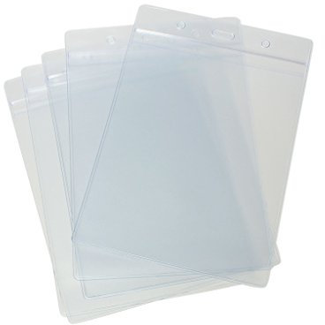 CKB LTD 10 Stück A6 Ausweishüllen Durchsichtig Kunststoff Ausweishalter Vertikal Weichplastik Abzeichen Kartenhüllen ID Kartenhalter Größe 17.5cm x 11.8cm Einsatzgröße 14,8 x 10,5cm