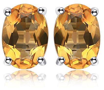 Jewelrypalace Ovalschliff 1.4ct Echt Citrin Ohrstecker Silber 925 Damen, Gelb Schmuck Set, Ohrringe Silber Edelstein Mädchen, Ohrstecker Silber Klein mit Stein Frauen Geschenk