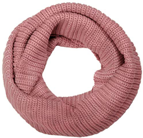 styleBREAKER Unisex Feinstrick Loop Schal einfarbig | Weicher elastischer Winter Schlauchschal in Feinripp Optik | Warmer Strick Loop für Damen und Herren, Farbe:Altrose