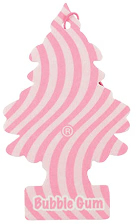 TURBOCAR - Désodorisant Arbre Magique Voiture - Couleur: Rose et Blanc - Parfum Bubble Gum - Désodorisant Plat à Suspendre - Absorbe Les odeurs désagréables - A Suspendre au rétroviseur - Forme Sapin