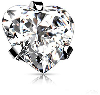 Paula & Fritz® Aufsatz-Dermal Anchor Herz-Zirkonia Klar 316L Chirurgenstahl 3 mm Größe und 1,2 mm Gewindestärke Haut-Anker Skin Diver Implantat Kugel