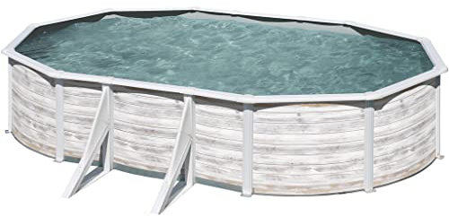 Piscina de Acero Elevada,Ovalada con Aspecto Acero Nórdico. Piscinas Desmontables para Jardín. 500 X 300 x 120 cm - Piscina Gre KIT500N Finlandia.