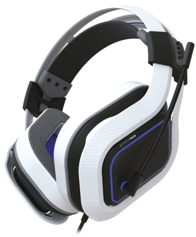 Gioteck HC9 Wired Stereo Over Ear Headset for PS5/PS4, Xbox Series X, Switch, PC - White & Blue - Extreme Comfort - Immersive Sound