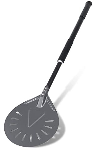 Newmeto Pizza Turning Peel - 8 Inch Aluminum Perforated Turner With 32 Inch Long Handle, Lightweight Metal Peel for Outdoor Oven Accessories