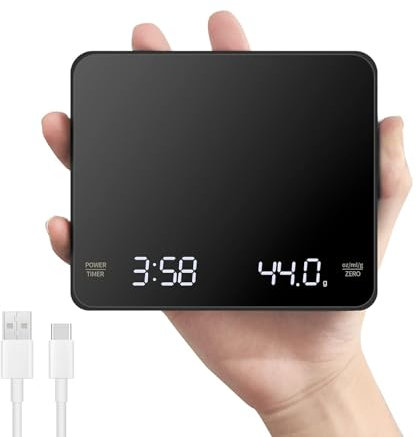OBEST Mini Digital Coffee Scales with Timer,0.1g-3kg Precision Measurement Food Scale Espresso Scales Electronic Cooking Scale, Rechargeable Kitchen Scales