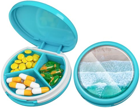 Portapillole Carino e Impermeabile con 3 Scomparti per Borse e Tasche, Portapillole Giornaliero da Viaggio per Vitamine, Olio di Pesce, Integratori, Perle