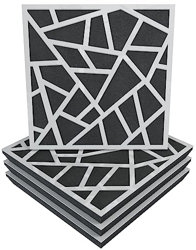 4-Pack — Sound Absorption-Diffuse Acoustic Panel | 50x50x5cm | Absorption - Diffusion - Reflection - Soundproofing | Perforated plastic: (x4 SKYROSS, White glossy plastic)