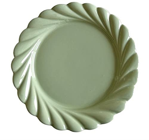 Dinnerware Dishes Plates Vintage Green Dining Plate Home Dessert Cake Plate Fruit Breakfast Plate Lace Ceramic Dining Plate Flat Plate Deep Plate Pure Green Dinner Restaurant Family Party Plates