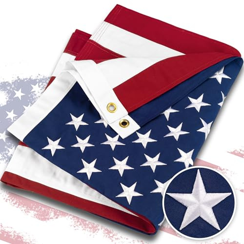 Amerikanische Flagge, 100 % Baumwolle, US-Flagge, US-Banner mit gestickten Sternen, genähten Streifen, langlebige USA-Flaggen, nur für den Innenbereich
