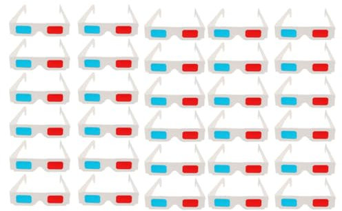 OSALADI 60pièces Lunettes Carton avec Verres Anaglyphes pour Films Et Vidéos Expérience Visuelle Spectaculaire pour Adultes