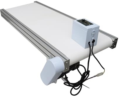 BREVELTION 47.2inch PVC Belt Conveyor Aluminum Belt Conveyor Industrial Transport Equipment 110V 120W 15.7inch Wide White