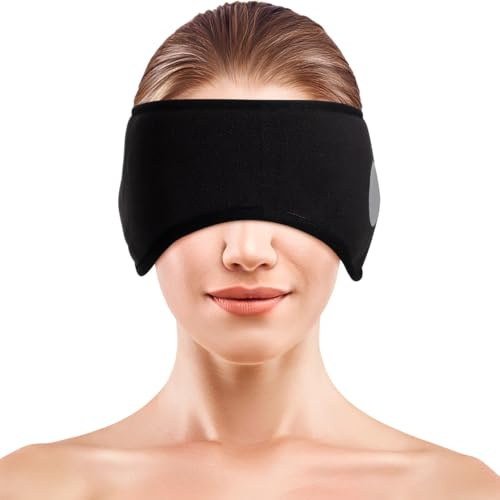 jojofuny Schlafmaske Frauen, Verstellbare Stirnband Geräuschunterdrückendes Stirnband - mit Ohrstöpsel, Sleep Aid Elasthan Gefüttert Augenmaske