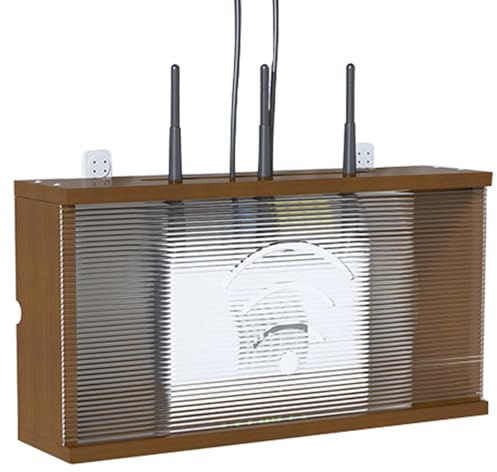 HFGHGDF Porta Modem da Parete, Scatola Router WiFi da Muro, Scatola Nascondi Cavi, per Nascondere Il Router e Mettere in Ordine i Suoi Cavi, per Soggiorno, TV, ripiano per la casa(Brown)