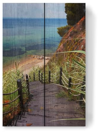 artboxONE Holzbild 30x20 cm Natur Weg zum Meer & Strand von Künstler FjöllArt