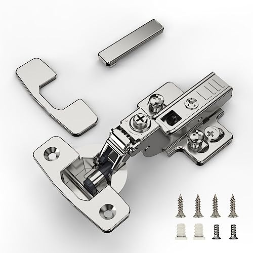 FURNIWARE 2 Stück Innenanschlag Scharniere Soft-Close, 4D verstellbar, 110° | 35 mm Topf mit Dämpfer, Clip-On und einstellbarer Schließgeschwindigkeit für Küchenschränke, Kleiderschränke, Schranktüren