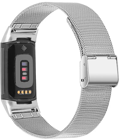 INF Armband Kompatibel mit Fitbit Charge 5 Charge 6, Edelstahlarmband, Uhrenarmband aus Edelstahl, Ersatzarmband für Damen Herren, Bequem für den täglichen Gebrauch