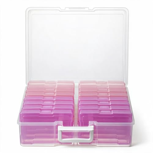 novelinks Photo Storage Boxes with Handle, Photo Organizers and Storage | 1Pack Color, Photo Albums 4x6 Pictures, Photo Cases, Classroom Organization, Index Card Box, Photo Card Holder, Seed Storage