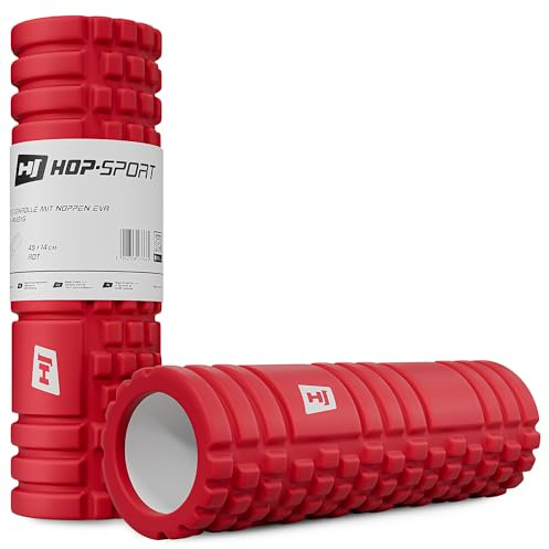Hop-Sport Faszienrolle mit Noppen für Wirbelsäule, Beine, Rücken – Massagerolle für Ganzkörper-Selbstmassage, Foam Roller - Mittel-Hart, HS-A045YG (Rot)