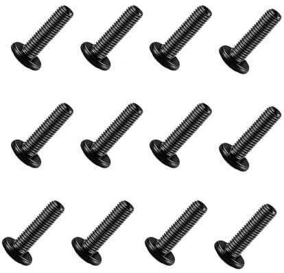 PZRT Chamfered Hexagon Socket Head Machine Screw Flat Head Furniture Screws Flat Head Socket Head Cap Screws for Furniture Assembly Beds Tables Cabinets Chairs Carpentry Work Joining Wood M6x25 Black