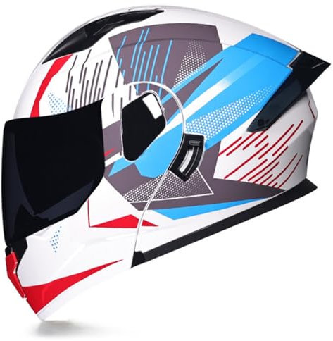 Motorradhelm Klapphelm ECE/DOT Zertifiziert Integralhelm Motorrad Sturzhelm Rollerhelm Mit Doppelvisier Vollvisierhelm Off Road Helm Für Herren Damen Erwachsene 15,L:59-60CM