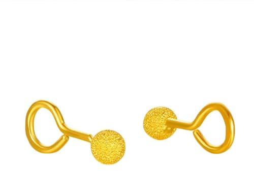 AMDXD Gold 24 Karat Au999 Ohrringe Echte Goldschmuck, Kugel Stern Herz Ohrstecker, 24K Gold Ohrringe Jugendstil