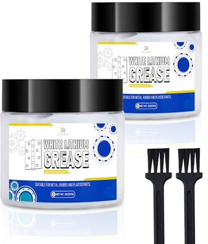 White Lithium Grease 114g - Multi-Purpose High Temperature Lubricant for Automotive, Marine, Industrial & Household Use - Ideal for Bearings, Chains, Gears, Hinges, Sliding Tracks - Includes Brush