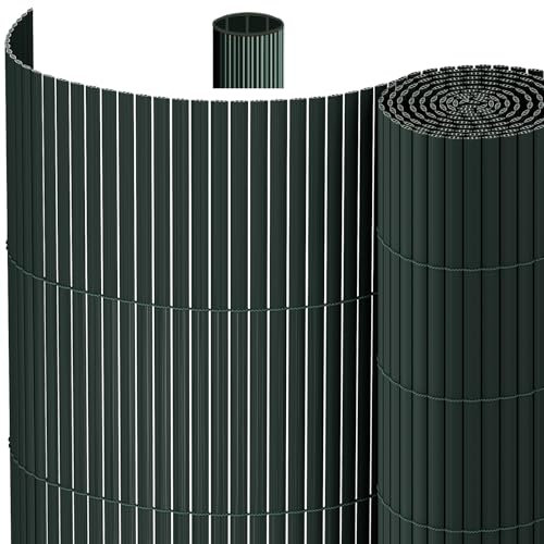 Warmiehomy PVC Privacy Fence Screening 1.8m High x 5m Wide for Garden Balcony Terrace, Triple Reinforcement PVC Garden Screening Privacy Fence Covering, Weather Resistant Bamboo Screening Green