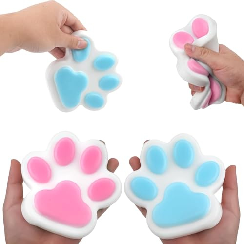 AMSNINK Squishy Pfote XXL, Katzenpfoten Squishy 2er Set, Taba Squishy Pfote für Stressabbau und Konzentration, Fufu Squishy für Büro, Schule und als Geschenk