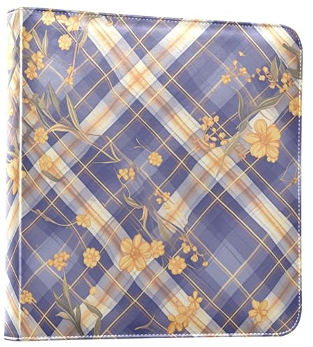 Álbum de fotos decorativo a cuadros de color morado y amarillo, álbum de fotos autoadhesivo de 4 x 6, 6 x 8 pulgadas