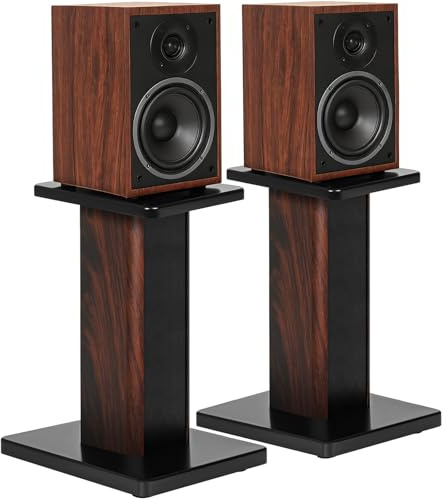 Lot de 2 Supports de Haut-Parleurs Universels en Bois 40CM, Charge 50KG | Supports d'Enceintes sur Pied pour Home Cinéma et Salon, Supports pour Enceintes, Conception Remplie de Sable, Stable