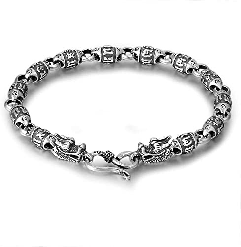 armband, Manschettarmband,Silverarmband,Kedjearmband,Kvinnor 925 Sterling Silver Armband Vintage Feng Shui Beads Chi