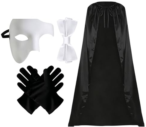Gissroys 4 st trollkarlar kostym rollspel set halloween cosplay kostymer trollkarl capes handskar fluga för fest utklädning halloween cosplay kostym
