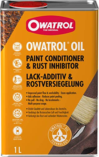 OWATROL® Rostschutz Öl [1Liter]- Für Metalle, Kunststoff, Glas, Holz, Farben & Lacke- Rostumwandler mit Grundierung Auto- Rostschutzgrundierung- Rostumwandler Kfz- Rust Converter- Grundierung Metall