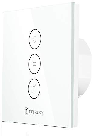 WiFi Interrupteur Volet Roulant Connecté, Etersky Interrupteur Mural de Rideau Compatible avec Alexa et Google Home, Interrupteur Mural Tactile, Timer et Partager【Besoin d'une Ligne Neutre】