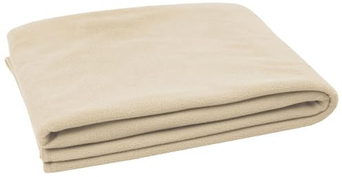 ZOLLNER Kuscheldecke in 130x170 cm - kuschelige und langlebige Fleecedecke - waschbar bis 95°C - hochwertiges Einfassband - antistatisch - Polyester - in Sand - Oeko Tex® Zertifiziert