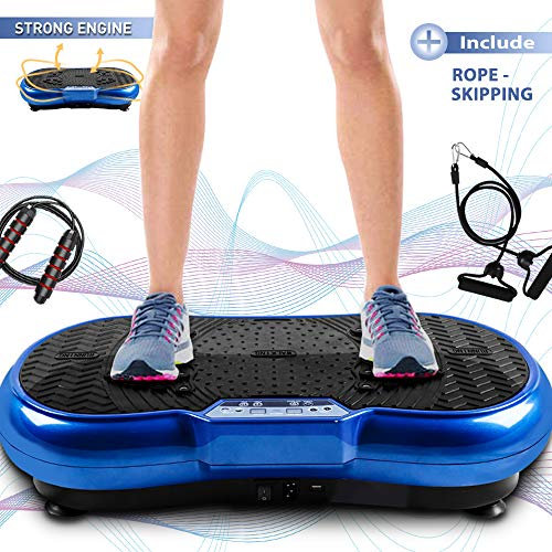 bigzzia Vibration Platform with Rope Skipping, Whole Body Workout Vibration Fitness Platform Massage Machine for Home Training and Shaping (Blue)