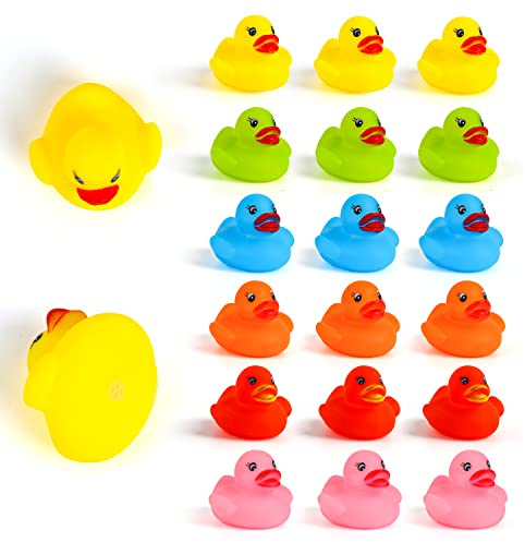 VEYLIN 18pcs Rubber Ducky Bath Toy for Kids, Float and Squeak Mini Small Yellow Ducks Bathtub Toys for Shower