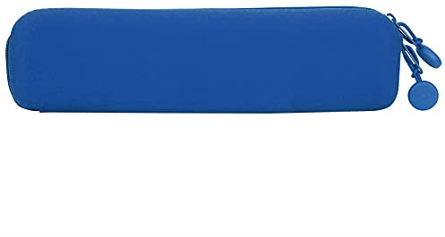 Yuecoom Mini Estuche de Silicona para lápices, Bolsa de Almacenamiento de Suministros de Maquillaje cosmético con Cremallera, Estuche para lápices para Material de Oficina Escolar(Azul)