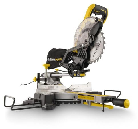 Powerplus Scie à Onglet Électrique de 1600 W POWX075720DB - Scie Circulaire Téléscopique pour Coupes Droites et d'Onglet Ø 210 mm - Laser Intégré - avec 1 Accessoire