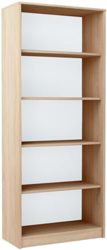 KUBUTKU Bücherregal Regal mit 5 Fächern Groß Hohe Schranke Standregal Bücherschrank Aktenregal fur Büro Küche (Sonoma, 180 x 74 cm)